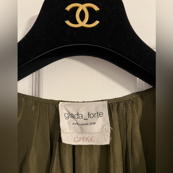 Giada Forte Forte Habutai Silk Self-Tie Empire Dress size 3 Italy Olive Green - Picture 6 of 16